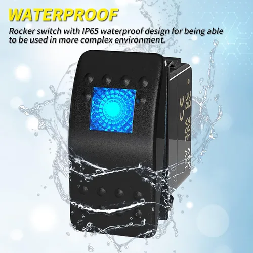 Miniatura 4 de Joinfworld Interruptor basculante marino de 12 V, 24 V, interruptor basculante iluminado, 12 voltios, 20 A, LED azul, 3 pines, SPST