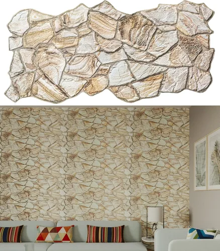 Miniatura 11 de Dundee Deco Paneles de pared 3D - Paneles de pared de PVC de piedra sintética blanca y gris para decoración de pared interior, sala de estar, Gris