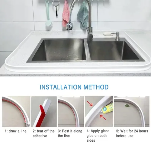 Miniatura 6 de Protector de agua plegable para ducha, protector contra salpicaduras de agua, barrera de agua para cabina de ducha, retenedor para separación húmeda