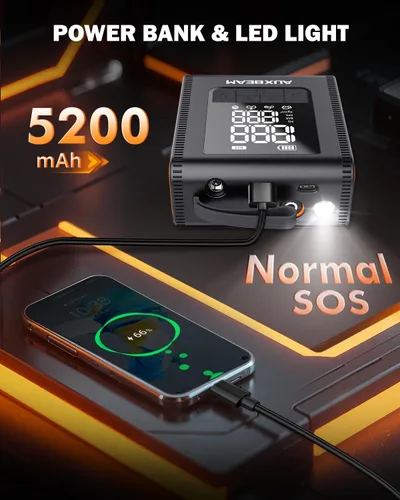 Miniatura 6 de AUXBEAM H4Pro - Inflador de neumáticos portátil, compresor de aire portátil, 150 PSI, 2 en 1, recargable, 5200 mAh, inflador de neumáticos portátil