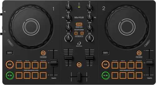 AlphaTheta/Pioneer DJ DDJ-FLX2 Controlador de DJ para Principiantes – Controlador Portátil de 2 Canales con Alimentación USB y Diseño Profesional –