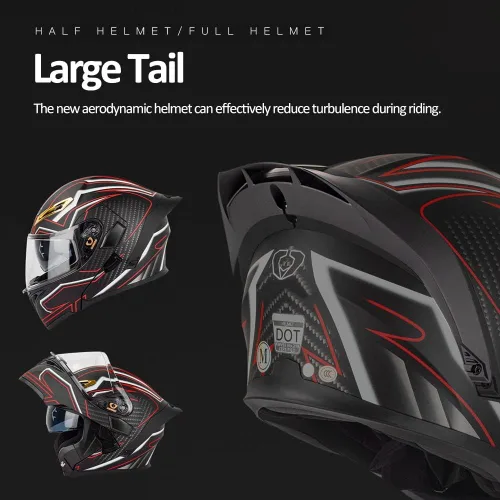 Miniatura 2 de Casco modular Bluetooth para motocicleta, aprobado por DOT/ECE, cascos delanteros abatibles, viseras antivaho duales, casco de cara completa, MP3
