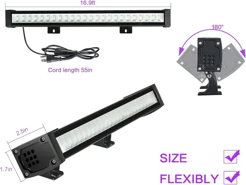 Miniatura 8 de Paquete de 4 barras de luz LED negras, barra de luz negra con IP65 impermeable, luces de fiesta que brillan en la oscuridad para iluminación