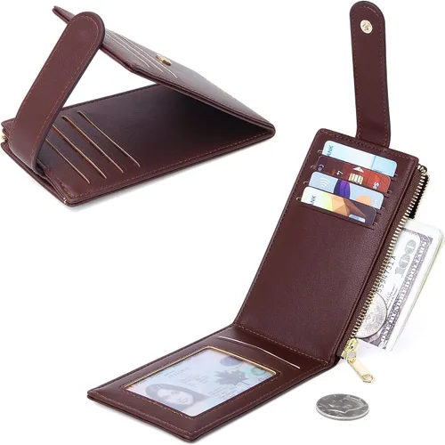 Miniatura 2 de Badiya Tarjetero para mujeres con RFID, carteras delgadas, plegables, tarjetero multifuncional, monedero