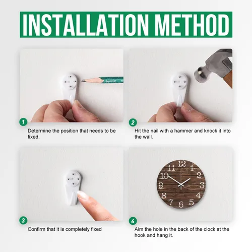 Miniatura 9 de Reloj de pared de 12 pulgadas de imitación de madera, silencioso, sin tictac, para interiores, reloj redondo marrón decorativo, rústico
