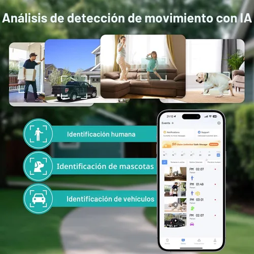 Miniatura 5 de Cámara de ventana 2K, cámara domo WiFi 5G y 2.4GHz para interiores para seguridad en el hogar con visión nocturna a todo color, detección humana