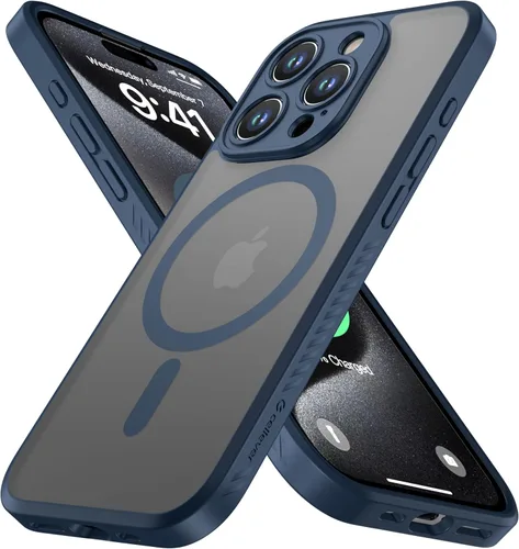 Miniatura 12 de CellEver Funda magnética fuerte para iPhone 15 Pro [protección de cámara] [prueba de caídas de grado militar] [compatible con MagSafe] Funda delgada