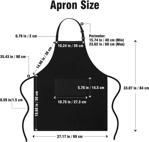 Miniatura 7 de Xornis Paquete de 2 delantales ajustables con 2 bolsillos para mujeres y hombres, cocinero, cocinero, color negro