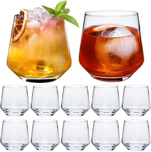 Juego de 12 copas de vino de base pesada de 13 onzas para whisky, cócteles, whisky y jugo, cristalería apta para lavavajillas, regalos para amigos,