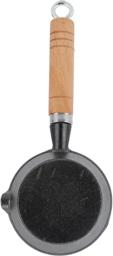 Miniatura 3 de Mini sartén antiadherente, mini sartén de hierro fundido, mango de madera maciza, mini sartén presazonada para cocinar en interiores y exteriores