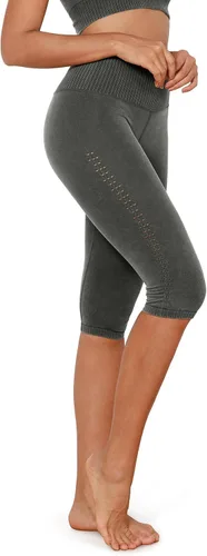 ODODOS Vintage Seamless CaprisShorts for Women Ribbed High Waist Workout Gym Yoga Capri Leggings