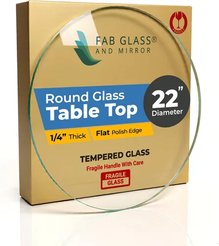 Miniatura 27 de Fab Glass - Mesa redonda de cristal de 48 in, grosor de 3/4 in, cristal pulido plano templado, Vidrio, Transparente