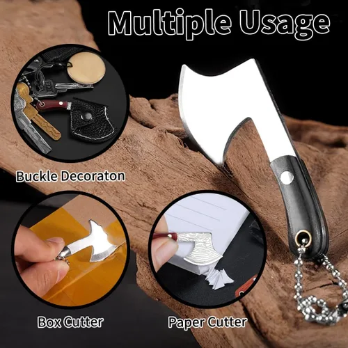 Miniatura 3 de HAOXU MIni - Juego de 4 cuchillos de bolsillo para hacha pequeña, hacha pequeña de Damasco para abridor de paquetes, cortador de caja y campamento