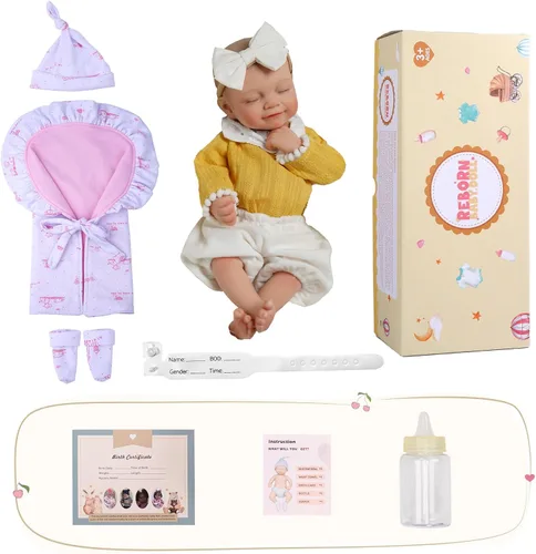 Miniatura 5 de BABESIDE Muñecas de bebé Reborn de silicona de cuerpo completo, 12 pulgadas (peso 3 libras) de silicona completa con peso realista, muñeca de bebé