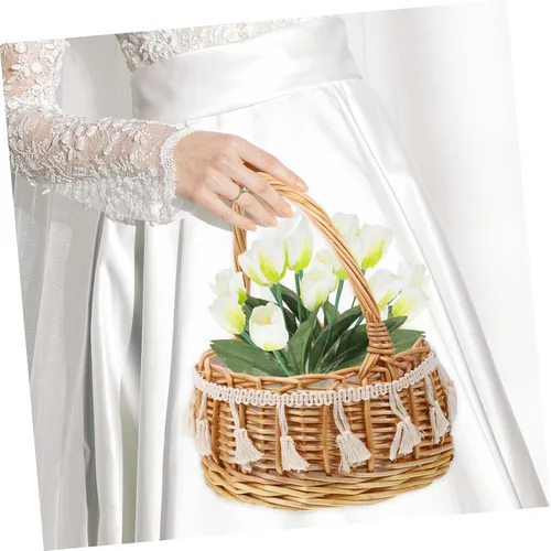 Miniatura 7 de jojofuny Cestas de boda pequeñas para niñas, mango portátil para flores, pétalos, dulces y organización del hogar