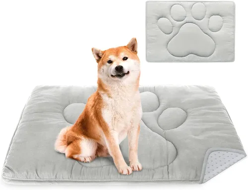 Miniatura 12 de Coldwind Almohadilla para jaula de perro (18 x 24 pulgadas), alfombrillas para dormir, transpirable, color oscuro para ocultar manchas, gris