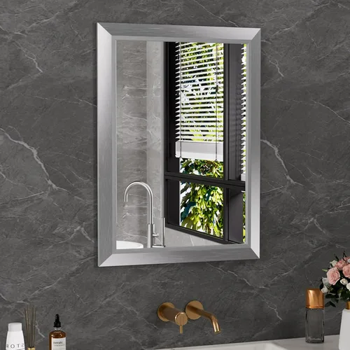 Miniatura 125 de Amorho Espejo de Baño Negro, Espejos de Pared de 24x30 Pulgadas con Marco de Metal Grueso para Sobre el Fregadero, Dormitorio, Sala de Estar
