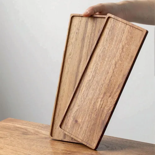 Miniatura 8 de Platos y bandejas de madera maciza de 13.8 pulgadas de madera de acacia natural para charcutería, tabla de quesos (3)