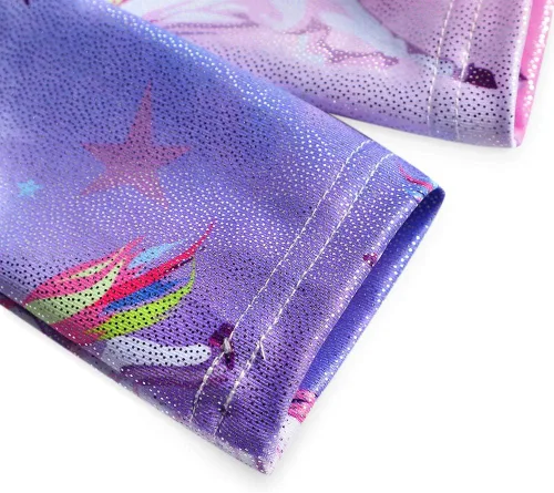 Miniatura 129 de HOZIY - Leotardos de manga larga para niñas, de gimnasia, para niños pequeños, trajes florales de unicornio, galaxia, arco iris, patrón de rayas