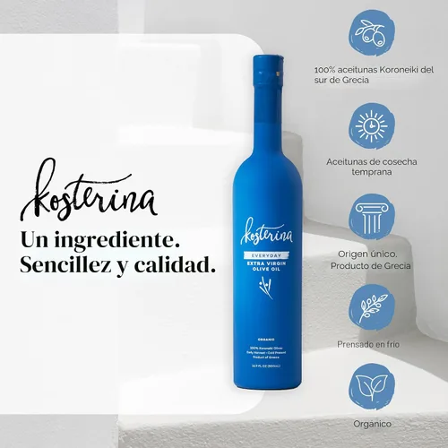 Miniatura 4 de Kosterina - Aceite de oliva virgen extra orgánico para uso diario, AOVE griego de cocción a alta temperatura, hecho de aceitunas Koroneiki 100%