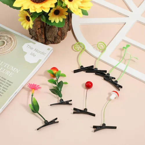Miniatura 8 de FRCOLOR Juego de 28 pinzas para el pelo de plantas de simulación, horquillas creativas para niñas, niños, pasadores de pelo, accesorios de agarre