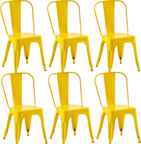 Miniatura 31 de Juego de 8 sillas de comedor de metal, sillas apilables estilo tolix con respaldo, diseñadas para el comedor diario, en interiores, cocina y comedor