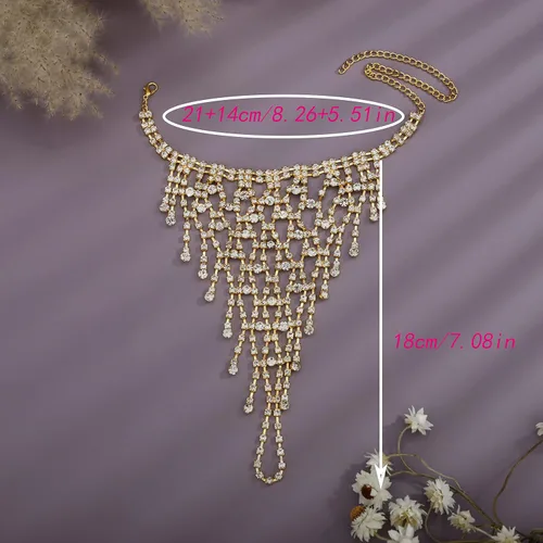 Miniatura 3 de YERTTER Pulsera dorada con diamantes de imitación para boda, cadena de dedo de cristal brillante con anillo de arnés, cadena de mano, eslabones