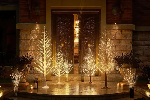Miniatura 6 de Hairui Árbol de rama blanca alpina iluminada con luces de hadas de 6 pies y 810 LED para decoración de interiores, exteriores, hogar y Navidad