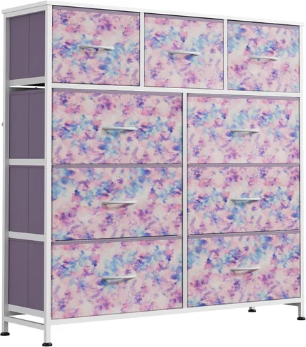 Miniatura 13 de WLIVE. Cajonera de tela de 9 cajones, torre de almacenamiento para dormitorio, pasillo, armario, organizador de cajones alto para dormitorio