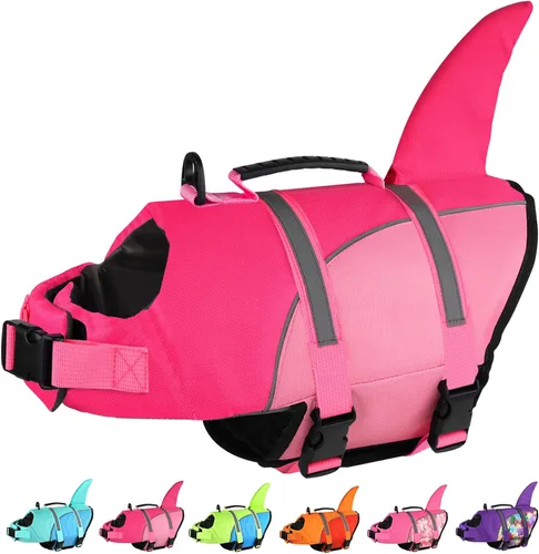 Miniatura 22 de Doglay Chaleco salvavidas para perro, tejido antidesgarros Ripstop, lindo chaleco salvavidas para perros con flotabilidad superior y asa de rescate