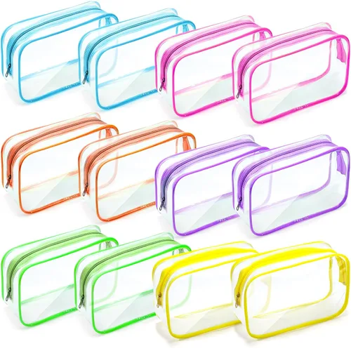 Miniatura 21 de Weewooday 12 piezas bolsas transparentes para maquillaje, bolsas de almacenamiento de cosméticos, estuches de PVC con cremallera, bolsas de viaje