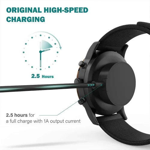 Miniatura 3 de Cargador compatible con Fossil Hybrid Smartwatch HR Accesorio Cargador rápido Cargador USB magnético - 3.3 pies (negro)
