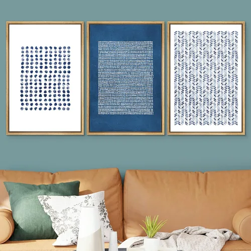 Miniatura 347 de SIGNWIN Lienzo enmarcado para pared, arte con pinceladas de flujo neutro en tonos beige abstractos, ilustraciones, arte moderno, decorativo