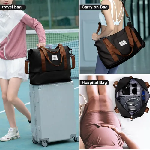Miniatura 7 de Bolsa de viaje para mujeres y hombres, bolsa de fin de semana, T8-blackbrown
