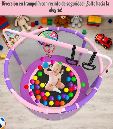 Miniatura 8 de Trampolín de 60 pulgadas para niños, mini trampolín 6 en 1 de 5 pies para interiores y exteriores, juguetes de Navidad, regalos de cumpleaños