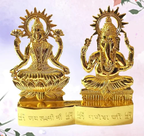 Miniatura 3 de Laxmi Ganesha Lakshmi Ganesha - Estatua de ídolo de Laxmi Ganesh Murti de 4 pulgadas para Mandir Home, regalo indio Diwali