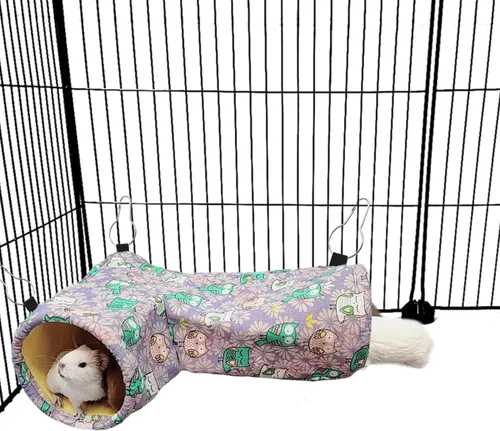 Miniatura 6 de EAEDMY Hamaca para Conejo de Indias, Rata y Hurón, Túnel de Esquina y Tubos y Cama para Animales Pequeños para Erizo, Cerdito, Chinchilla, Juguetes