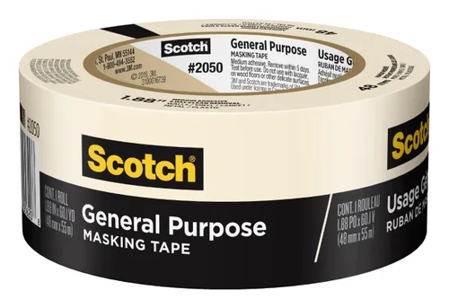 Scotch Cinta de Enmascarar de Uso General, 1.88 pulgadas x 60.1 yardas, Beige, se pega hasta 5 días, se quita fácilmente sin dejar residuos