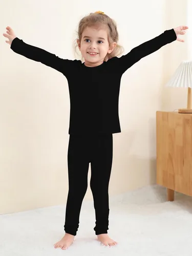 Miniatura 39 de GUISBY Conjunto de pijama de rayón de bambú para niños y niñas, ajuste cómodo, para uso diario, conjunto de pijama de 2 piezas