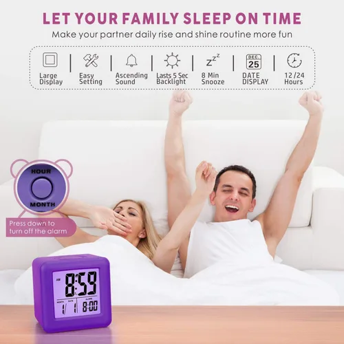 Miniatura 2 de Reloj despertador digital Plumeet para niños con función de repetición y luz nocturna - Configuración fácil con pantalla de silicona, hora, fecha