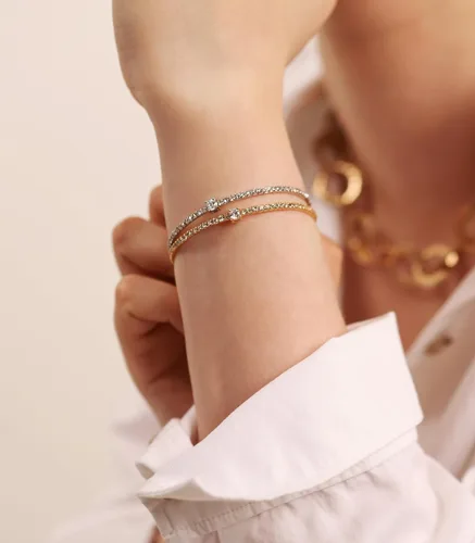 Miniatura 28 de OZEL - Pulseras para mujer, chapados en oro real de 18 quilates, pulseras de oro de cristal colorido para regalos