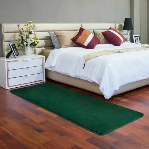 Miniatura 4 de Softlife Alfombra verde de 2 x 6 pies para dormitorio, sala de estar, lavable, suave, esponjosa, alfombra de pasillo antideslizante, alfombra