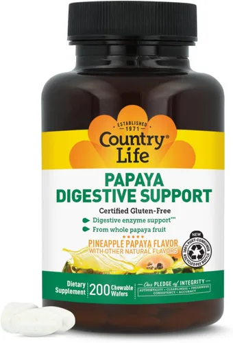 Country Life Soporte digestivo de papaya, 200 CT