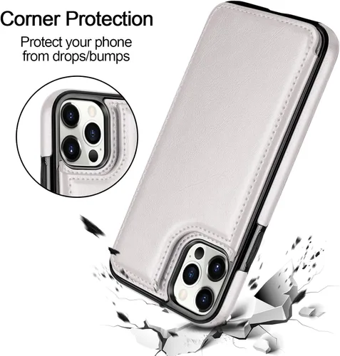Miniatura 7 de HianDier Funda tipo cartera compatible con iPhone 12 Pro MAX 5G de 6.7 pulgadas, delgada funda protectora con ranura para tarjeta de crédito, funda