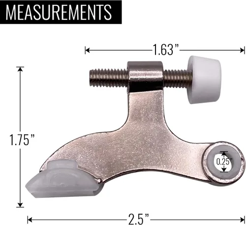 Miniatura 3 de DCC Home Decor - Paquete de 6 unidades de níquel satinado sólido de alta resistencia ajustable de 2.5 pulgadas de ancho con parachoques extra, tope