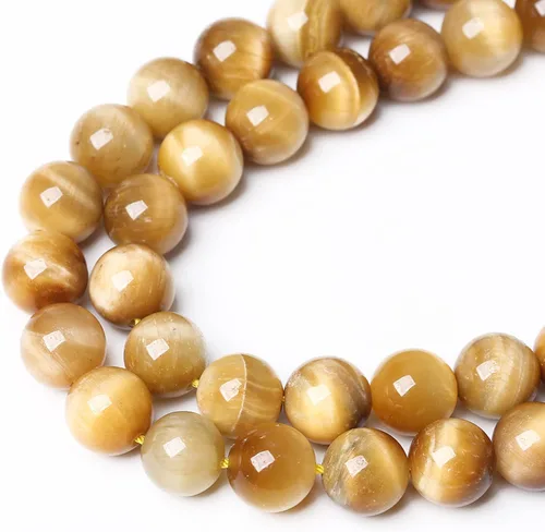 Miniatura 3 de 38 cuentas de ojo de tigre dorado con piedras preciosas naturales de 0.394 pulgadas, cuentas sueltas y espaciadoras redondas para hacer joyas