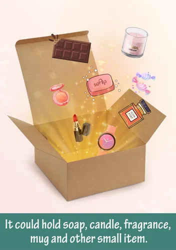 Miniatura 4 de ValBox Cajas de regalo de 8 x 8 x 4 pulgadas, 12 cajas de regalo de papel marrón con tapas para regalos, regalo de boda, caja de propuesta de dama