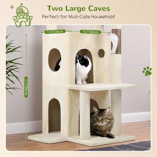 Miniatura 4 de Globlazer Torre de árbol para gatos de interior, casa de árbol para gatos adultos de 50 pulgadas para gatos adultos grandes con escalones, poste