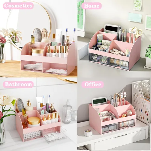 Miniatura 3 de COMFYROOM Accesorios de escritorio rosa con soporte para bolígrafos, organizadores de escritorio y accesorios de oficina rosa para mujeres