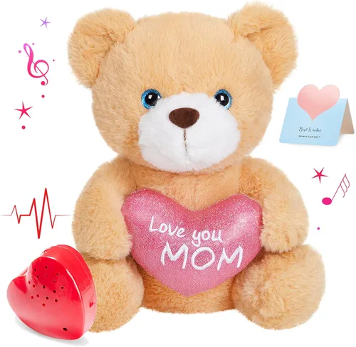 Miniatura 11 de Oso de peluche de 12 pulgadas con latido grabado, juguete de voz grabador de peluche, oso suave de peluche esponjoso, regalos de mensajes